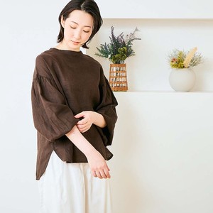 Button Shirt/Blouse Pullover Linen Puff Sleeve