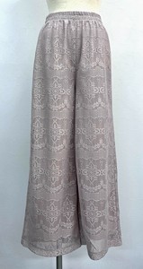长裤 镂空针织 花卉图案 宽版裤