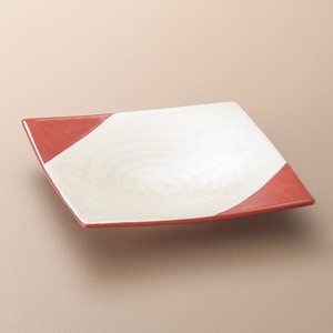 紅ラスター正角6.5寸皿　美濃焼  日本製