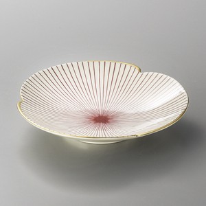 イングレ赤千本十草平鉢　美濃焼　日本製 陶器