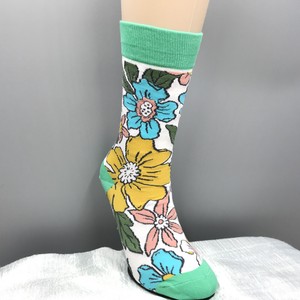 Crew Socks Colorful Socks Flowers Ladies'