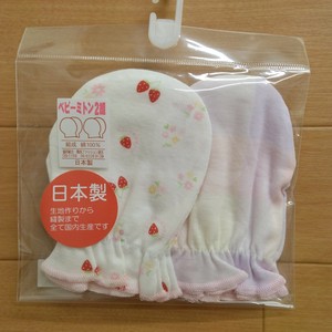 婴儿连指手套 格纹 新款 2024年 条纹 粉色 草莓 立即发货 2件每组 日本制造