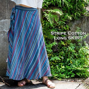 Skirt Stripe Long Cotton