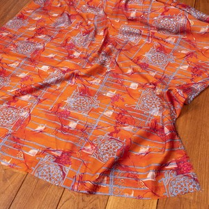 〔1m切り売り〕インドの伝統模様布〔約107cm〕オレンジ系