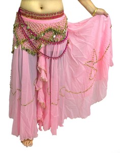 ベリーダンス用スパンコールスカート【ゴムタイプ】 - ピンク
