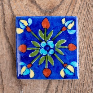 〔5cm×5cm〕ブルーポッタリー ジャイプール陶器の正方形デコレーションタイル 青花