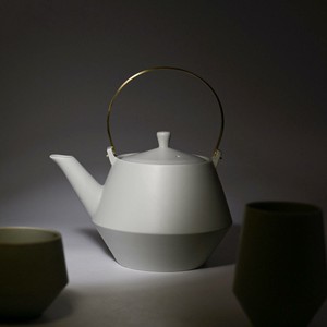 美浓烧 日式茶壶 土瓶/陶器 黄铜手柄 日式餐具 Yamatsu晋山窑 日本制造
