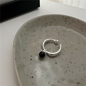 Silver-Based Rhinestone Ring sliver Spring/Summer Rings black
