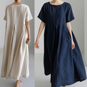 Casual Dress High-Waisted Natural One-piece Dress Short-Sleeve NEW