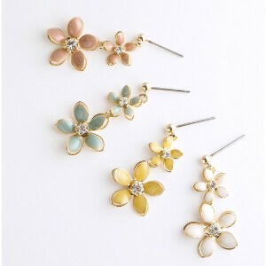 Pierced Earrings Titanium Post Resin Flower
