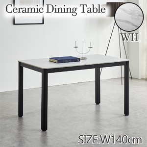カジュアルデザインの耐久性を備えた幅140cmセラミックテーブル！ホワイト色！