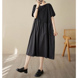 Casual Dress High-Waisted Mixing Texture One-piece Dress Switching NEW
