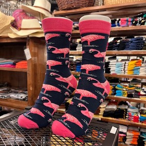 TOPANGA SOCKS Lady's　フラミンゴソックス　ネイビー×ピンク　ファッション 　レディース　靴下