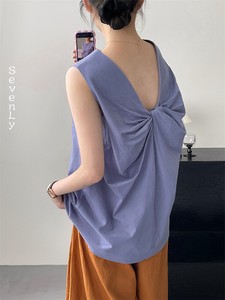 韓国ファッション 綿麻ベスト トップス 春夏「2024新作」