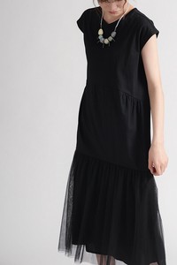 Casual Dress French Sleeve Tulle Gather One-piece Dress