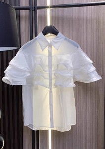 Button Shirt/Blouse Frilled Blouse 2024 Spring/Summer