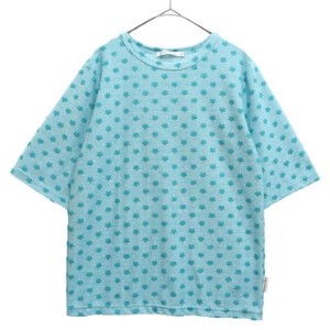 日本製 小花パイルジャガードのクルーネック/半袖Tシャツ　143506