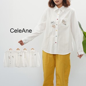 【2024新作】　アニマル刺繍デザインコットンシャツ　　綿100％　4柄展開