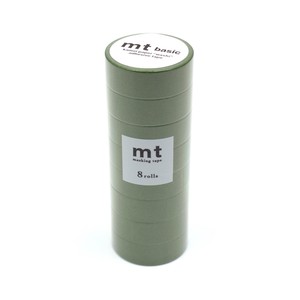 マスキングテープ マットオリーブグリーン 15mm幅×7m巻 8個セット MT08P527