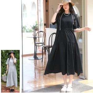 Casual Dress Gathered Long One-piece Dress Tiered