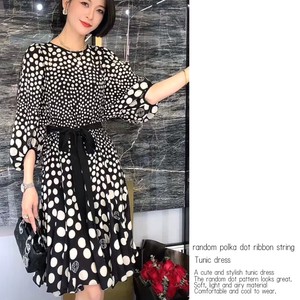 Casual Dress Tunic One-piece Dress Silk Touch Polka Dot