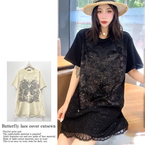 T-shirt Butterfly Printed Cut-and-sew