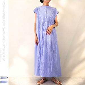 Casual Dress Stripe Sleeveless One-piece Dress Switching 【2024NEW】