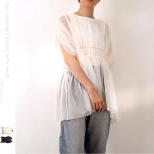Button Shirt/Blouse Tulle Gathered Blouse 【2024NEW】