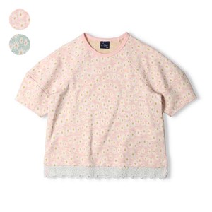 儿童短袖上衣 蕾丝设计 提花 花卉图案