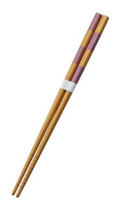 すす竹箸　市松　紫 22.5 6K24-9