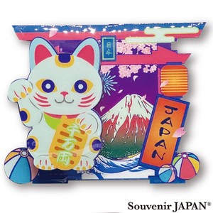 【木製クリップマグネット】ネオン鳥居招き猫 JAPAN【お土産・インバウンド向け商品】