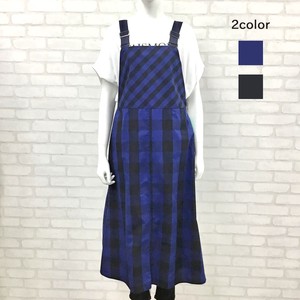 背带裙/连体裙 格纹 马甲裙