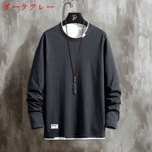 Tシャツ ラウンドネック 長袖 快適 無地 メンズ ファッション  BQ3600