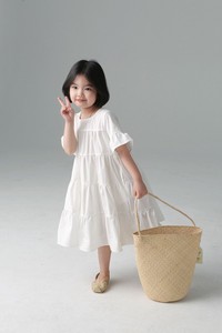 Kids' Casual Dress Gathered One-piece Dress Switching 2-types 90cm