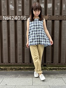 【2024年春夏】日本製 ブロックチェックノースリブラウス　No424016