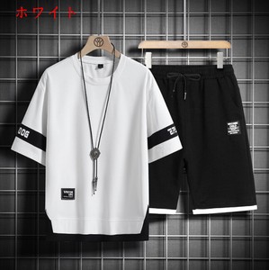 スポーツスーツ 半袖 Tシャツ+ショートパンツ 2点セット 無地 快適 メンズ ファッション  BQ3621