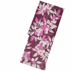 浴衣 レディース「木の実 紫色」S/F/LL サイズ 綿絽 大人 個性的 yukata