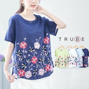T-shirt Pullover Floral Pattern Cotton L Embroidered 【2024NEW】
