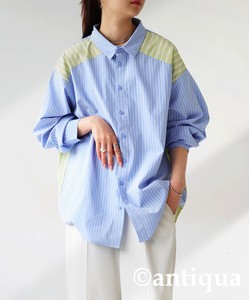 Antiqua Button Shirt/Blouse Color Palette Long Sleeves Stripe Tops Ladies' NEW