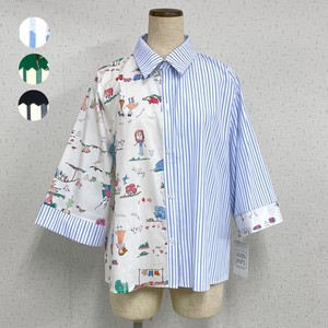 Button Shirt/Blouse Shirtwaist Pudding Stripe Spring/Summer 【2024NEW】