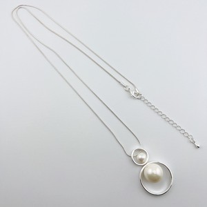 Silver Chain Pearl Necklace Rings Long