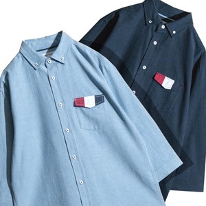 【SPECIAL PRICE】T/Cオックス 胸トリコフラップポケット ボタンダウン 7分袖シャツ