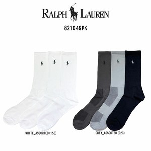 POLO RALPH LAUREN(ポロ ラルフローレン)メンズ クルー ソックス 薄め 3足セット 男性用 靴下 821049PK
