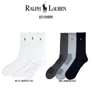 POLO RALPH LAUREN(ポロ ラルフローレン)メンズ クルー ソックス 薄め 3足セット 男性用 靴下 821049PK