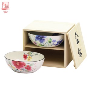 Mino ware Main Dish Bowl Gift Set Pottery Indigo