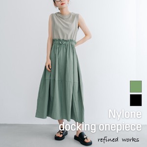 Casual Dress Nylon Mixing Texture Docking One-piece Dress