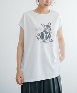 【2024SS新商品】DOGプリントフレンチT　/　Tシャツ　プリントT　ノースリーブ