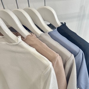 T-shirt Pullover Spring/Summer High-Neck Rib 5-colors