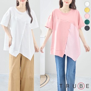 T-shirt Pullover Bird L Buttoned Switching 【2024NEW】