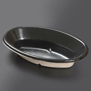 【直送品】 ケーピープラテック カレー容器　本体 KMPランチ−2 ブラック 50枚/袋（ご注文単位8袋）